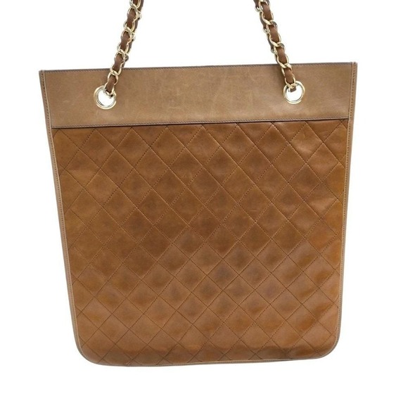 CHANEL Tan Quilted lambskin Shoulder Bag Vintage